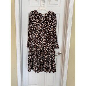 And / Or Floral Print V-neck Long Sleeve Knee Length Dress Size 10